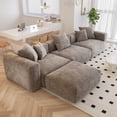 thumbnail image 2 of The Magic Home 3-Seater Convertible Modular L-Shaped Corduroy Sectional Sofa, Brown, 2 of 10