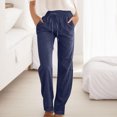 thumbnail image 2 of VEKDONE Womens Linen Long Pants Navy XXL, 2 of 4