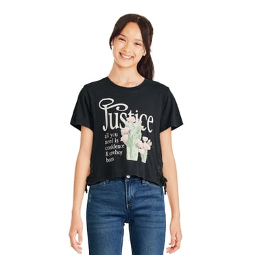 T-shirt lacé à imprimé graphique Justice pour filles