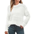 thumbnail image 1 of Besolor Chandails pour Femmes Col Ras du Cou Manches Longues Hauts en Tricot Ajourés Décontractés Amples Chandails à Enfiler Tenues d'Automne, 1 of 2
