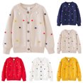 thumbnail image 1 of Boys and Girls Sweaters Kids Open Front Button Down Long Sleeve Knit Cardigans Sweater Cardigan Jacket 2-8Y Red, 1 of 4