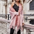 thumbnail image 2 of GDREDA Womens Solid Color Collar Cloak Knitted Capes Shawl Tassel Open Front Cardigans Sweater Coat Workout Clothes, 2 of 6