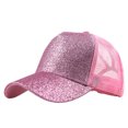 thumbnail image 2 of Ponytail Messy Buns Trucker Plain Baseball Visor Cap Unisex Glitter Hat, 2 of 3