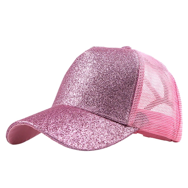 Baseball Cap Display Ponytail Messy Buns Trucker Plain Baseball Visor Cap Unisex Glitter Hat