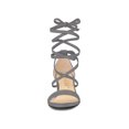 thumbnail image 2 of BLISSFUL STEP Women's Open Toe Lace up Sandals Mid Block Heels Sandals Grey 6, 2 of 8