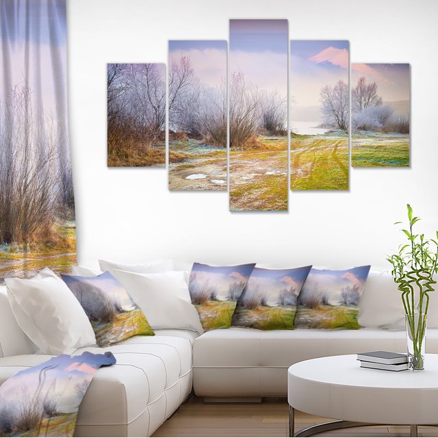 Magnifique Coucher de Soleil d'Automne Brumeux - Grande Impression sur Toile