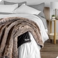 thumbnail image 3 of Bare Home Faux Fur Blanket - 47" x 60" - Ultra Soft Fleece - Throw, Variegated Chestnut, 3 of 5