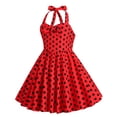 thumbnail image 4 of Zwiiyzr Robes Vintage des Années 1950 pour Filles de 3 à 8 Ans Robes d'Été à Col Licou à Pois Vintage pour Enfants Rouges, 4 of 5