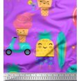 thumbnail image 1 of Soimoi Purple Rayon Crepe Fabric Beech & Fun Party Fabric Prints By Yard 46 Inch Wide, 1 of 5