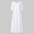 thumbnail image 4 of LOVZFMLL Mode Femmes Ample Couleur Unie O Manches Bouffantes Décontractée Manches Courtes Robe Blanc G, 4 of 9