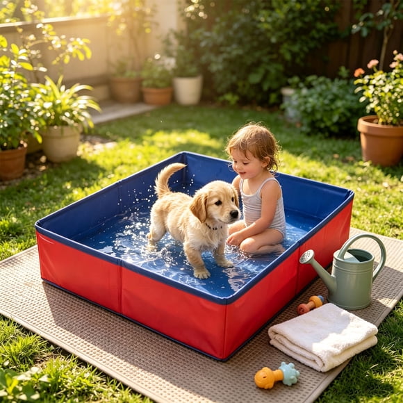 BUTASY Piscine à Balles de Jeu Pliable pour Animaux et Petits, Installation Rapide, Accessoire de Nettoyage Épais pour Entrées de Piscine hors Terre