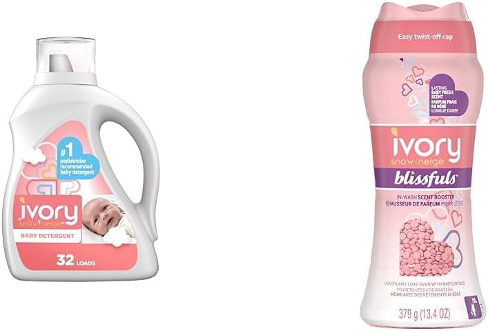 Ivory Snow Baby Laundry Bundle, includes Liquid Laundry Detergent, 32loads + Scent Boost Beeds, Baby Fresh 515g