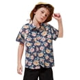 thumbnail image 1 of Chemises Garçons Été Plage Hawaïenne Florale Manches Courtes Décontracté Chemise Col Chemise Marine 2-3 Ans, 1 of 5