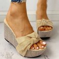 thumbnail image 1 of LSLJS Chaussures Décontractées pour Femmes à Nœud, Talon Compensé, Bout Ouvert, Pantoufles Unies, Sandales à Plateforme Confortables, Pantoufles pour Femmes, 1 of 6