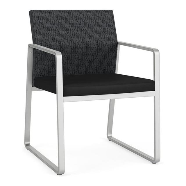 Fauteuil d'Invité d'Attente pour Réception Gansett / Acier Argenté / Gris Foncé / Noir