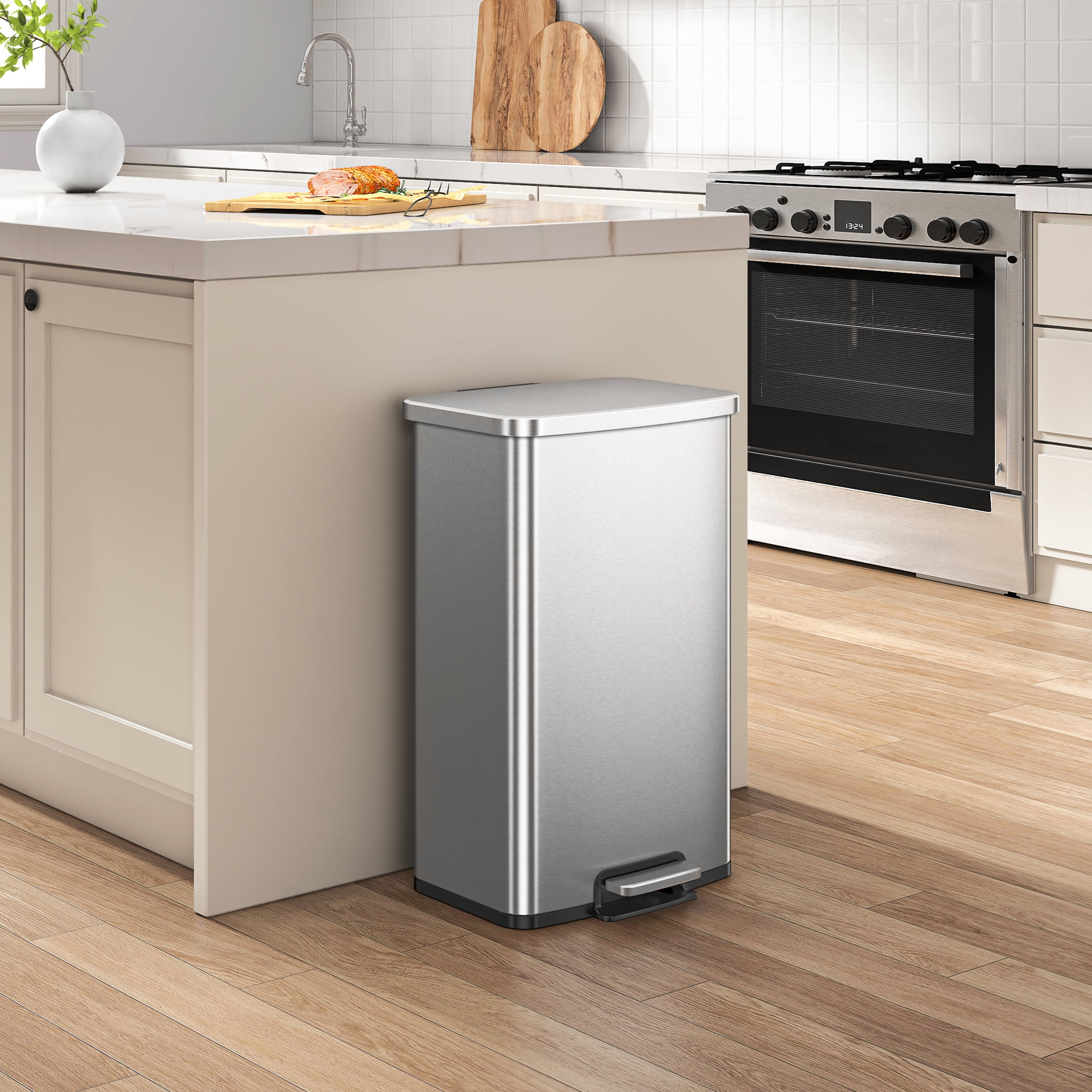 Poubelle de cuisine Better Homes & Gardens, 50 litres, acier inoxydable, à pédale