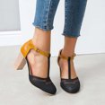 thumbnail image 2 of Leutsin Sandales à Talon Épais à Boucle Creuse pour Femmes Chaussures Simples Assorties, 2 of 6