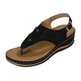 thumbnail image 1 of Kcodviy Ergonomic Design Wedge Toe Jeweled Sandals for Women Post Sandals Mitigate Foot Lace Up Sandals for Women Fatigue Comfortable and Functional Furry Sandals Women Shoes, 1 of 7