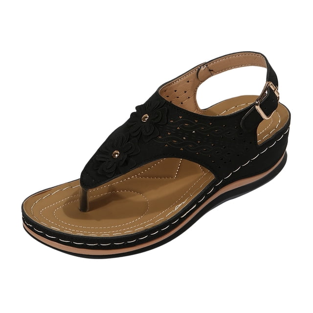 Kcodviy Ergonomic Design Wedge Toe Jeweled Sandals for Women Post Sandals Mitigate Foot Lace Up Sandals for Women Fatigue Comfortable and Functional Furry Sandals Women Shoes