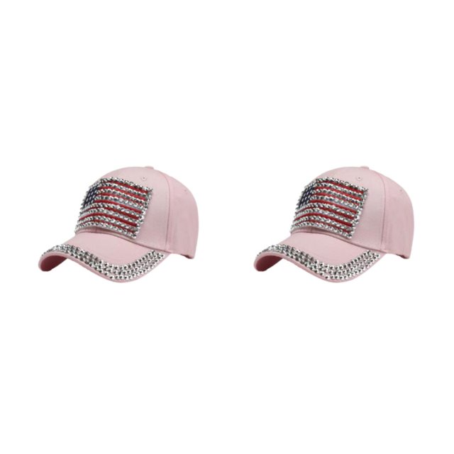 kurtrusly Casquette de Protection Solaire avec Sangle Réglable pour les Amateurs de Baseball Casquette de Baseball Chapeau de Polyester Multi-Couleurs Rose à la Mode 2Set