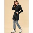 thumbnail image 2 of INSPIRE CHIC Women's Notched Lapel Button Front Belted Denim Trenchcoat Jacket, 2 of 6