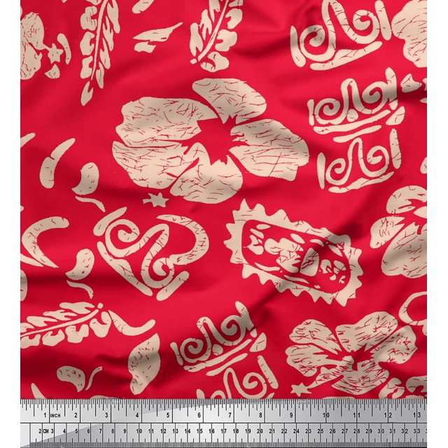 Soimoi Velvet Fabric Flower Artistic Print Sewing Fabric Yard 58 Inch Wide
