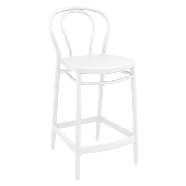 Compamia Victor Tabouret de Comptoir Contemporain en Résine pour Intérieur et Extérieur - Ensemble de 1, Blanc