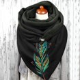 thumbnail image 2 of Women Feather Print Cotton Winter Warm Button Up Scarf, 2 of 3
