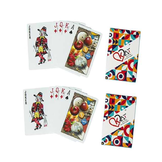 Kat Let’S Play Playing Cards Plastic Pack Of 2 For Adult - Bridge-Sized Black Box Playing Cards Design H | Highly Flexible, Durable Playing Cards With Great Slip & Design | Waterproof Playing Cards