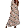 thumbnail image 2 of EQWLJWE Robe pour Femmes Liquidation Mode Robe Décontractée pour Femmes Printemps et Été Col en V Manches Trois-Quarts Robe Imprimée Robes pour Femmes Grande Taille, 2 of 6