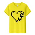 thumbnail image 4 of Hauts d'Été pour Femmes, 2024 Chemisiers Habillés Décontractés d'Entraînement T-Shirts T-Shirt pour Femmes à Imprimé Papillon Amour Col Rond Manches Courtes T-Shirt Haut Jaune, 4 of 4
