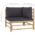 thumbnail image 4 of vidaXL 2 Piece Garden Lounge Set with Dark Grey Cushions Bamboo, 4 of 5