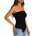 thumbnail image 4 of Uootdi Women's Tops Tube Top Ribbed Solid Casual Blouses Date Night Style Soft Stretchy Slim Fit Shirts Gift, 4 of 8