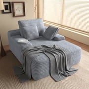 The Magic Home Cloud Oversized Corduroy Sofa Bed Chair Chaise, Light Gray