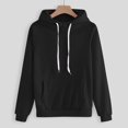 thumbnail image 5 of 2 Piece Sweatsuits for Womens Clearance Solid Color Pocket Drawstring Pullover Sweatpant Set Lounge Tracksuit Casual Plus Size Lightweight Loose Ladies Outfits Fall Winter 2023 Black L, 5 of 5
