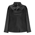 thumbnail image 4 of Yanlir Chemisier Haut à Revers en Satin Uni pour Femme, Printemps Automne, Col Rond, Mode Décontractée, Blouse à Boutons, Chemise Confortable pour le Bureau, le Travail, le Port Quotidien (Black#1,L), 4 of 7