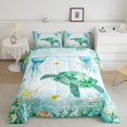 thumbnail image 1 of Erosebridal Green Sea Turtle Bedding Twin Comforter Set, Sea Fish Down Comforter, Watercolor Ocean Decor, Reversible 2pcs, 1 of 7