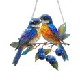 thumbnail image 2 of WHEANG Home Decor Blue Bird Stained Glass Window Hanging Bird On Branch Stained Glass Plate Suitable For Indoor Window Hanging, 2 of 4