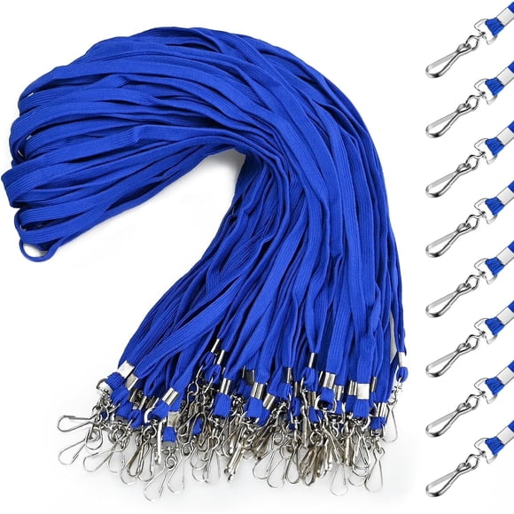 EcoNesxp Blue 50 Badge Lanyards Flat Lanyards for ID Badge Bulk Lanyards with Swivel J Teacher Badge Lanyards Flat Lanyards for ID Badge Bulk Lanyards with Swivel