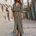thumbnail image 1 of Jienlioq Robe Formelle pour Femmes Mode Femmes Été Décontractée Robe Unie Col en V Manches Longues Robe Ample, 1 of 6