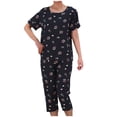thumbnail image 1 of Pisexur Ensembles de Pyjama pour Femmes 2 Pcs Boho à Imprimé Floral Chemises de Nuit en Coton pour Femmes Décontractées Col Rond T-Shirts à Manches Courtes Hauts et Pantalons de Détente Longueur Genou Pyjamas Grande Taille pour Femmes Ensemble TG-4TG, 1 of 3
