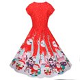 thumbnail image 4 of LOVZFMLL Robe Vintage de Noël pour Femmes à Col Rond et Manches Courtes Rouge 2TG, 4 of 8