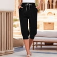 thumbnail image 2 of Timegard Womens Capri Pants Elastic Waisted Drawstring Cinch Bottom Comfy Casual Cropped Pants with Pockets, 2 of 6