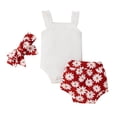 thumbnail image 1 of Casual Sleeveless Square Collar Ribbed Romper + Daisy Print Shorts + Headband, 1 of 2