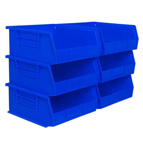 Akro-Mils 6 Pack AkroBins Plastic Storage Bins, Space-Saving Organizers, Blue
