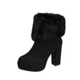 thumbnail image 2 of Bottes d'Automne Chaussures Femmes Hiver Chaudes Mode Talon Haut Bout Rond Décontracté Couleur Unie Suède Plateforme Peluche Neige Chaussures Femmes Décontractées Automne en Liquidation, 2 of 3
