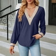 thumbnail image 2 of Pompotops T-shirt Mode Femme Col en V Dentelle Manches Longues Ample Liquidation, 2 of 7