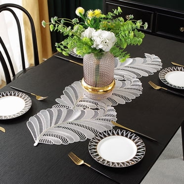 Dvkptbk Table Runner Pvc Gold Stamped Hollow Floral Table Mat European Long Special Shaped Table Flag Not Afraid of Water and No Slip Insulation Mat Kitchen Essentials