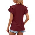 thumbnail image 4 of AherBiu Boho Tops for Women Layered Ruffle Short Sleeve Shirts Notch V Neck Summer Casual Tunic Top Blouse, 4 of 4