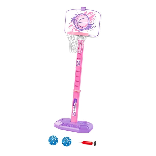 Siruishop Kids Basketball Hoop Adjustable Basketball Stand for Backyard Outdoor Sports Pink